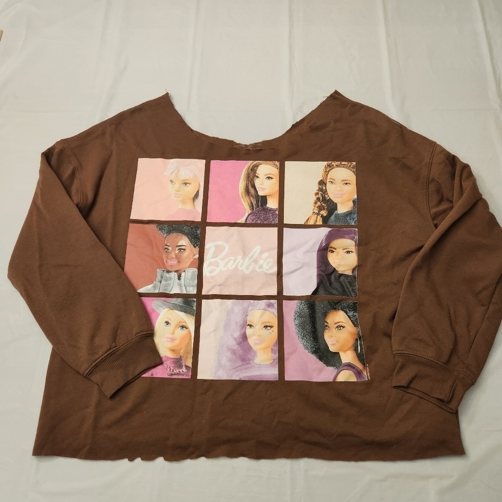 3/$25 Barbie sweatshirt has been cut for style! Fits like M/L
